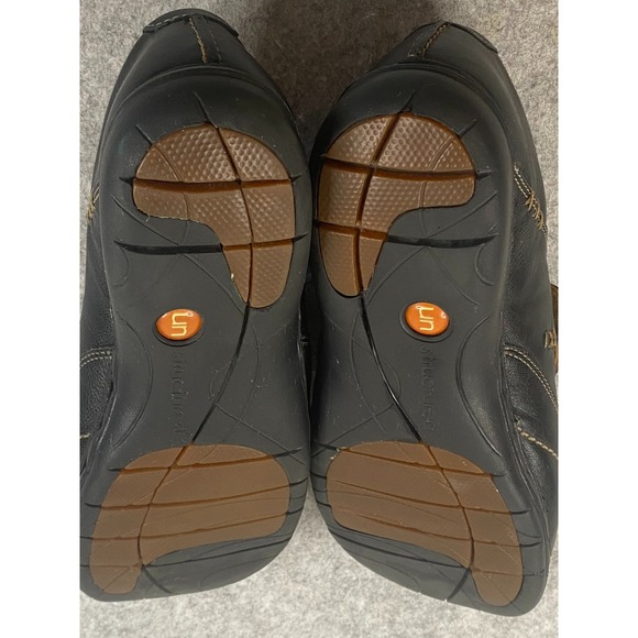 Clarks Unstructured Black/Dark Brown Leather Button Slip On Loafers Womens 9W - Picture 8 of 9